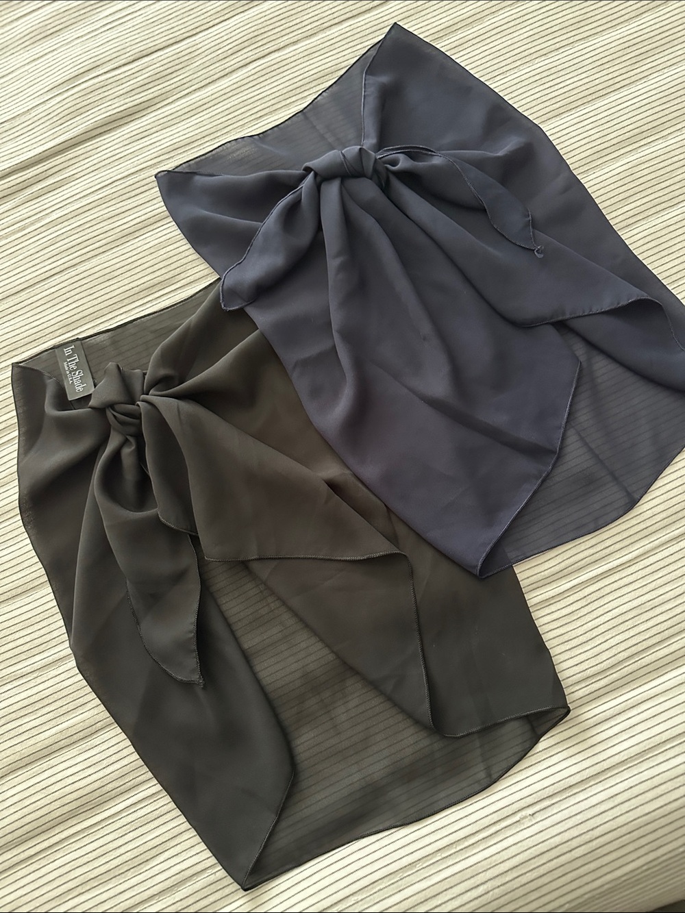 Set of 2 Sheer Tie-Front Swim Sarongs in Black and Navy